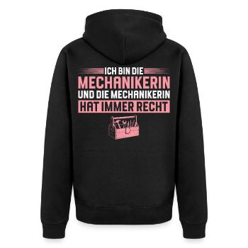 Mechanic is always right Craftswoman - Unisex Premium Organic Zip Hoodie - black - Back - Nico (187cm)