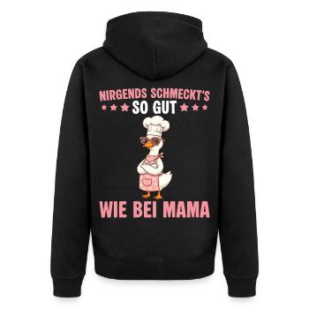 Mama Gans Köchin Muttertag - Unisex Premium Bio Zip Hoodie - Schwarz - Hinten - Nico (187cm)