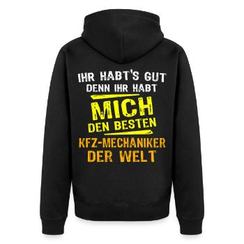Cadeau du mécanicien automobile - Veste à capuche bio Premium Unisexe - noir - Dos - Nico (187cm)