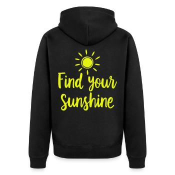 Find Your Sunshine Positive Statement with Sun - Unisex Premium Organic Zip Hoodie - black - Back - Nico (187cm)