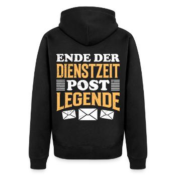 Postman END OF SERVICE POSTAL LEGEND - Unisex Premium Organic Zip Hoodie - black - Back - Nico (187cm)
