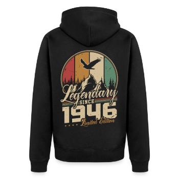 1946 Vintage Vintage Retro Birthday Gift - Unisex Premium Organic Zip Hoodie - black - Back - Nico (187cm)