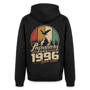 1996 Vintage Vintage Retro Birthday Gift - Unisex Premium Organic Zip Hoodie - black - Back - Nico (187cm)