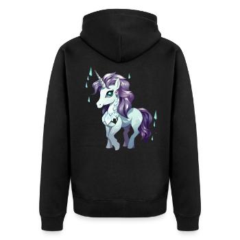 Einhorn Kristallregen - Unisex Premium Bio Zip Hoodie - Schwarz - Hinten - Nico (187cm)
