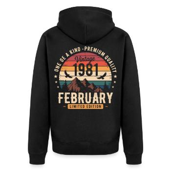 February 1981 Vintage Birthday February 1981 - Unisex Premium Organic Zip Hoodie - black - Back - Nico (187cm)