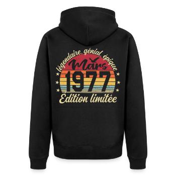 March 1977 49 Years Birthday Gift March 1977 - Unisex Premium Organic Zip Hoodie - black - Back - Nico (187cm)