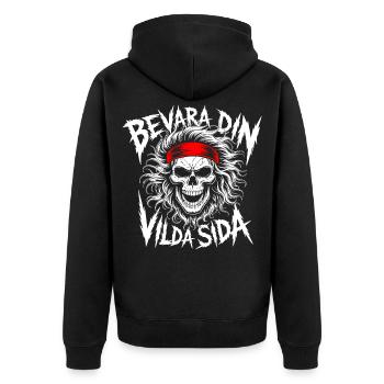 Wild Side Skull - Unisex Premium Organic Zip Hoodie - black - Back - Nico (187cm)