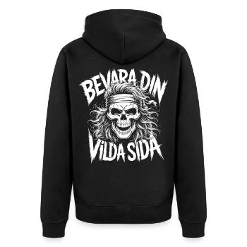 Wild Side Skull - Unisex Premium Organic Zip Hoodie - black - Back - Nico (187cm)