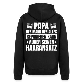 Papa artisan avec une ligne de cheveux chauve : drôle de dicton - Veste à capuche bio Premium Unisexe - noir - Dos - Nico (187cm)