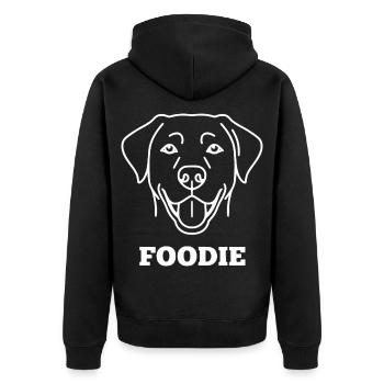 Foodie Hund Linienkunst - Unisex Premium Bio Zip Hoodie - Schwarz - Hinten - Nico (187cm)