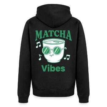 Matcha Vibes Green Tea Matcha Latte Lover Japanese - Unisex Premium Organic Zip Hoodie - black - Back - Nico (187cm)