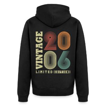 Vintage 2006 Vintage Retro Birthday Gift - Unisex Premium Organic Zip Hoodie - black - Back - Nico (187cm)