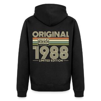Original 1988 Limited Edition Vintage - Unisex Premium Bio Zip Hoodie - Schwarz - Hinten - Nico (187cm)