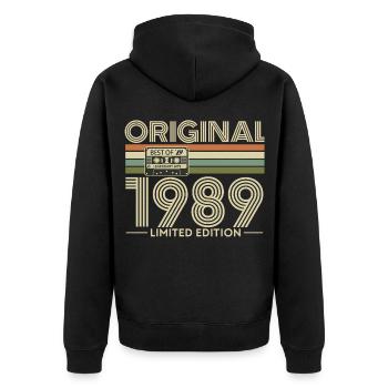 Original 1989 édition limitée cassette - Veste à capuche bio Premium Unisexe - noir - Dos - Nico (187cm)
