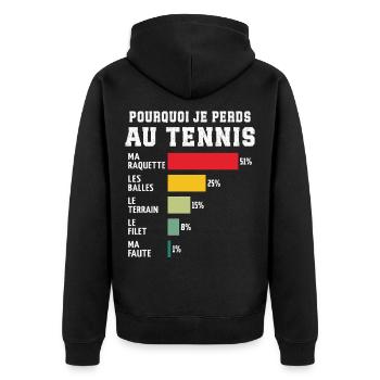 Tennis Pourquoi Je Perds Au Tennis  - Veste à capuche bio Premium Unisexe - noir - Dos - Nico (187cm)