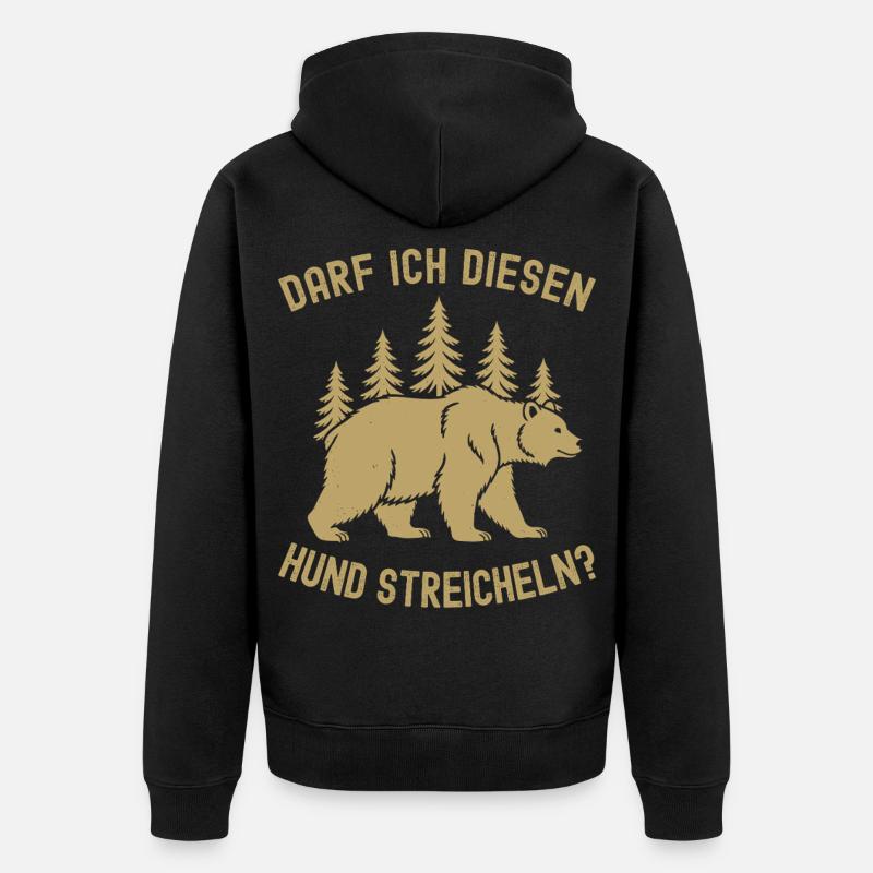 Wandern, Wanderung, Wanderer, Bär Meme - Unisex Premium Bio Zip Hoodie - Schwarz