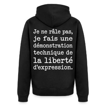 Humor, Complaining, Freedom of expression - Unisex Premium Organic Zip Hoodie - black - Back - Nico (187cm)