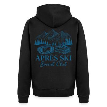 Après Ski Club Ski Party Winterurlaub - Unisex Premium Bio Zip Hoodie - Schwarz - Hinten - Nico (187cm)