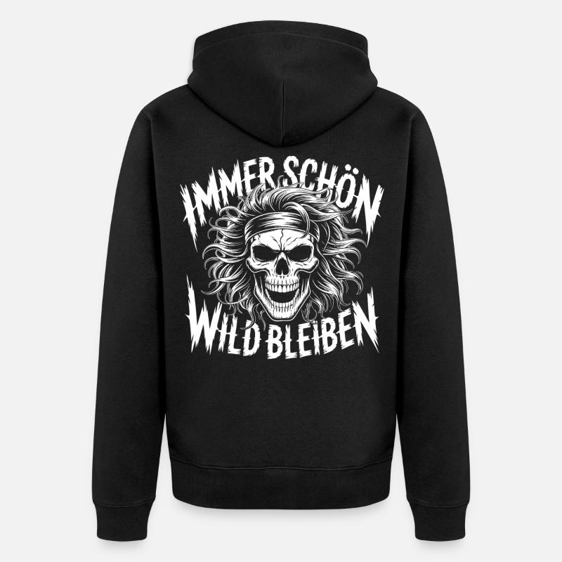 Crâne Toujours Reste Sauvage - Veste à capuche bio Premium Unisexe - noir