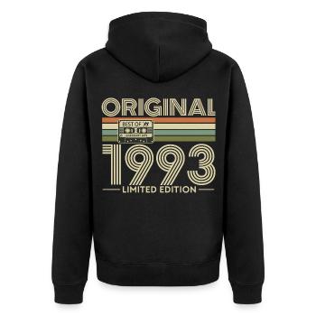 Rétro 1993 Édition Limitée Cassette - Veste à capuche bio Premium Unisexe - noir - Dos - Nico (187cm)
