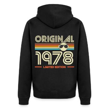 Original 1978 Limited Edition Retro - Unisex Premium Organic Zip Hoodie - black - Back - Nico (187cm)