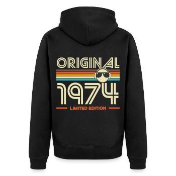 Original 1974 Limited Edition Retro - Unisex Premium Organic Zip Hoodie - black - Back - Nico (187cm)