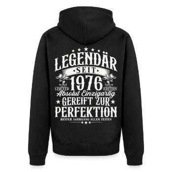 Legendary Since 1976 Vintage Birthday Gift - Unisex Premium Organic Zip Hoodie - black - Back - Nico (187cm)