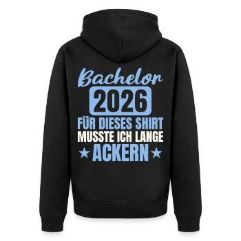 Bachelor 2026 Studies Degree Lange Ackern - Unisex Premium Organic Zip Hoodie - black - Back - Nico (187cm)
