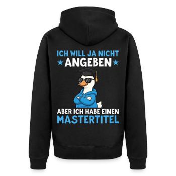 Mastertitel Gans mit Doktorhut Master Abschluss - Unisex Premium Bio Zip Hoodie - Schwarz - Hinten - Nico (187cm)