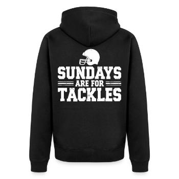 Sundays are for Tackles Football Fan Sport - Unisex Premium Organic Zip Hoodie - black - Back - Nico (187cm)