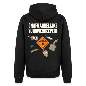 Onafhankelijke Vuurwerkexpert - Unisex Premium Bio Zip Hoodie - Schwarz - Hinten - Nico (187cm)