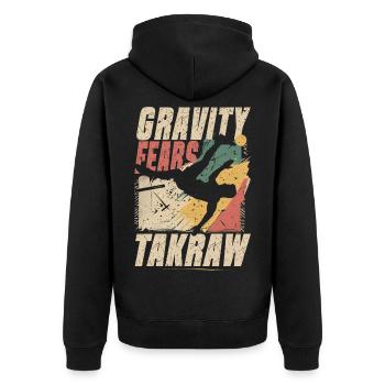 Sepak Takraw Gravity Fears Takraw - Unisex Premium Organic Zip Hoodie - black - Back - Nico (187cm)