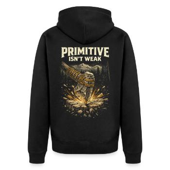 Prepper Survivalist Primitive Isn't Weak - Unisex Premium Organic Zip Hoodie - black - Back - Nico (187cm)