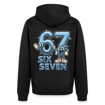 67 Six Seven Y3K Esthétique Mème - Veste à capuche bio Premium Unisexe - noir - Dos - Nico (187cm)