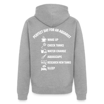 Aquarium-Tag für ein Aquaristenaquarium - Unisex Premium Bio Zip Hoodie - Grau meliert - Hinten - Nico (187cm)
