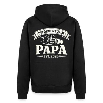 Dad promoted to proud father in 2026 - Unisex Premium Organic Zip Hoodie - black - Back - Nico (187cm)