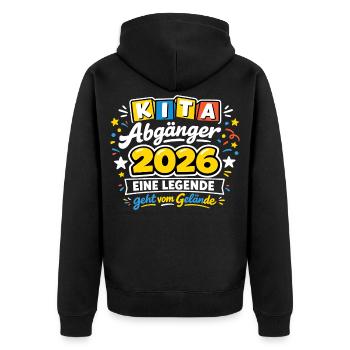 Kita Abgänger 2026 Legende Geht Vom Gelände - Unisex Premium Bio Zip Hoodie - Schwarz - Hinten - Nico (187cm)