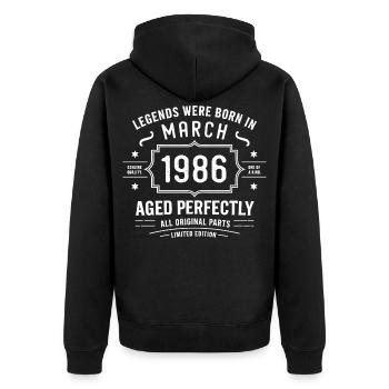 Legendär seit 40. März 1986 Geburtstag März 1986 - Unisex Premium Bio Zip Hoodie - Schwarz - Hinten - Nico (187cm)