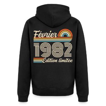 February 1982 - Unisex Premium Organic Zip Hoodie - black - Back - Nico (187cm)