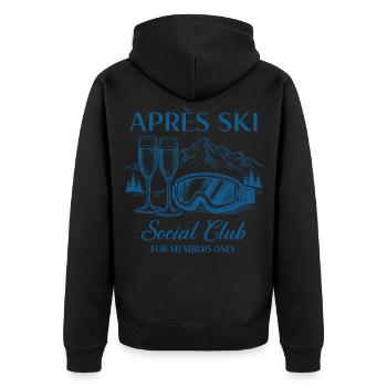 Après Ski Social Club For Members Only - Unisex Premium Organic Zip Hoodie - black - Back - Nico (187cm)