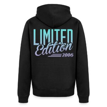 2006 vintage - Unisex Premium Organic Zip Hoodie - black - Back - Nico (187cm)