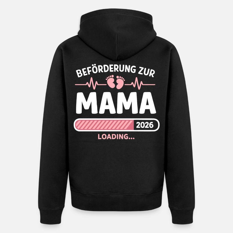 Mama 2026 Loading Beförderung Geschenk - Unisex Premium Bio Zip Hoodie - Schwarz