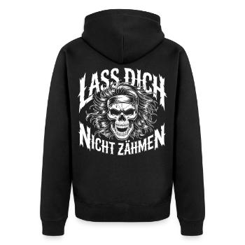 Ne te laisse pas apprivoiser le design de crânes - Veste à capuche bio Premium Unisexe - noir - Dos - Nico (187cm)