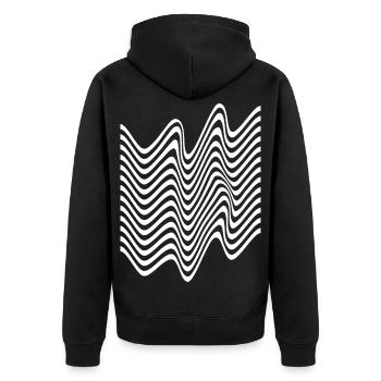 Wellenartige monochrome Streifen - Unisex Premium Bio Zip Hoodie - Schwarz - Hinten - Nico (187cm)