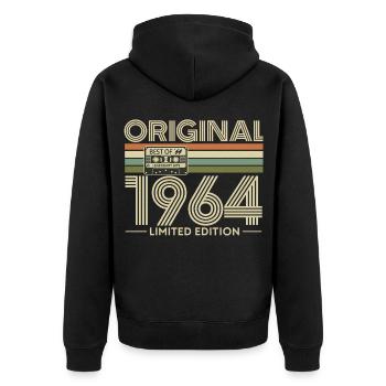 Original 1964 Limited Edition - Unisex Premium Organic Zip Hoodie - black - Back - Nico (187cm)