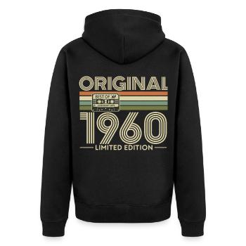 Original 1960s Limited Edition Cassette - Unisex Premium Organic Zip Hoodie - black - Back - Nico (187cm)