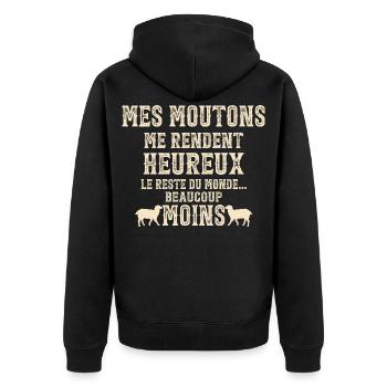 My sheep make me happy Humor breeder - Unisex Premium Organic Zip Hoodie - black - Back - Nico (187cm)