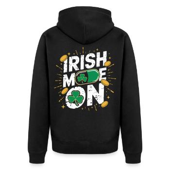 Irish Mom Shamrock Gold Fiesta - Unisex Premium Bio Zip Hoodie - Schwarz - Hinten - Nico (187cm)