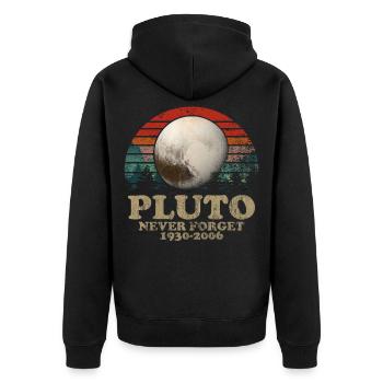 Never Forget Pluto Vintage Retro Space Design - Unisex Premium Organic Zip Hoodie - black - Back - Nico (187cm)