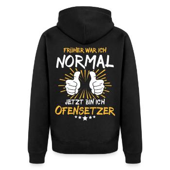 Stove Fitter Saying - Unisex Premium Organic Zip Hoodie - black - Back - Nico (187cm)